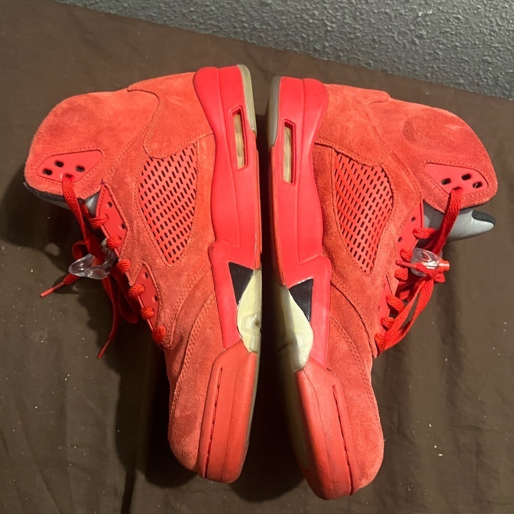 Red Suede High-Top Sneakers Retro 5 Red Suede Nike men size 13 - Picture 6 of 7
